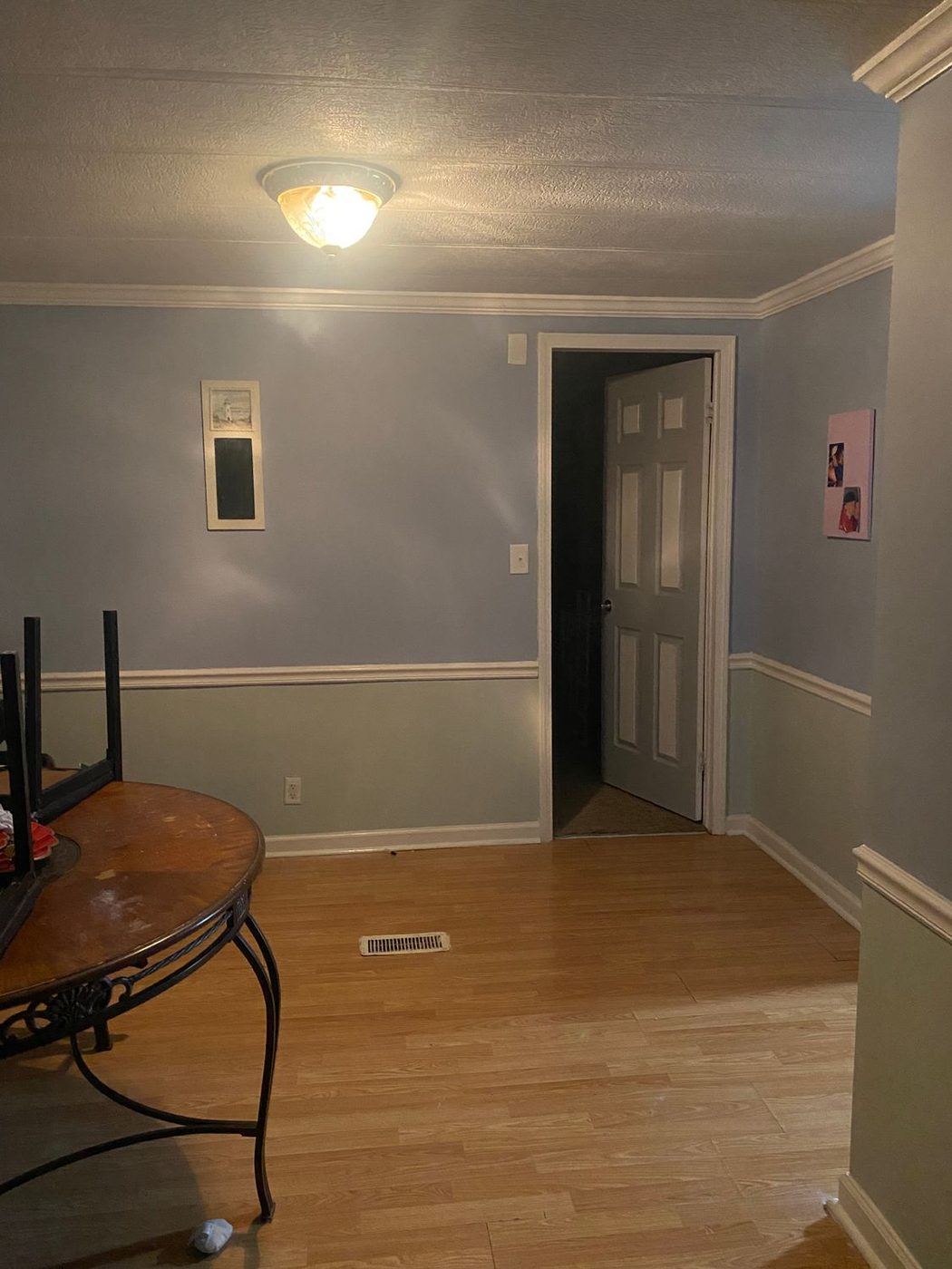 Living space with freshly painted walls and ceiling